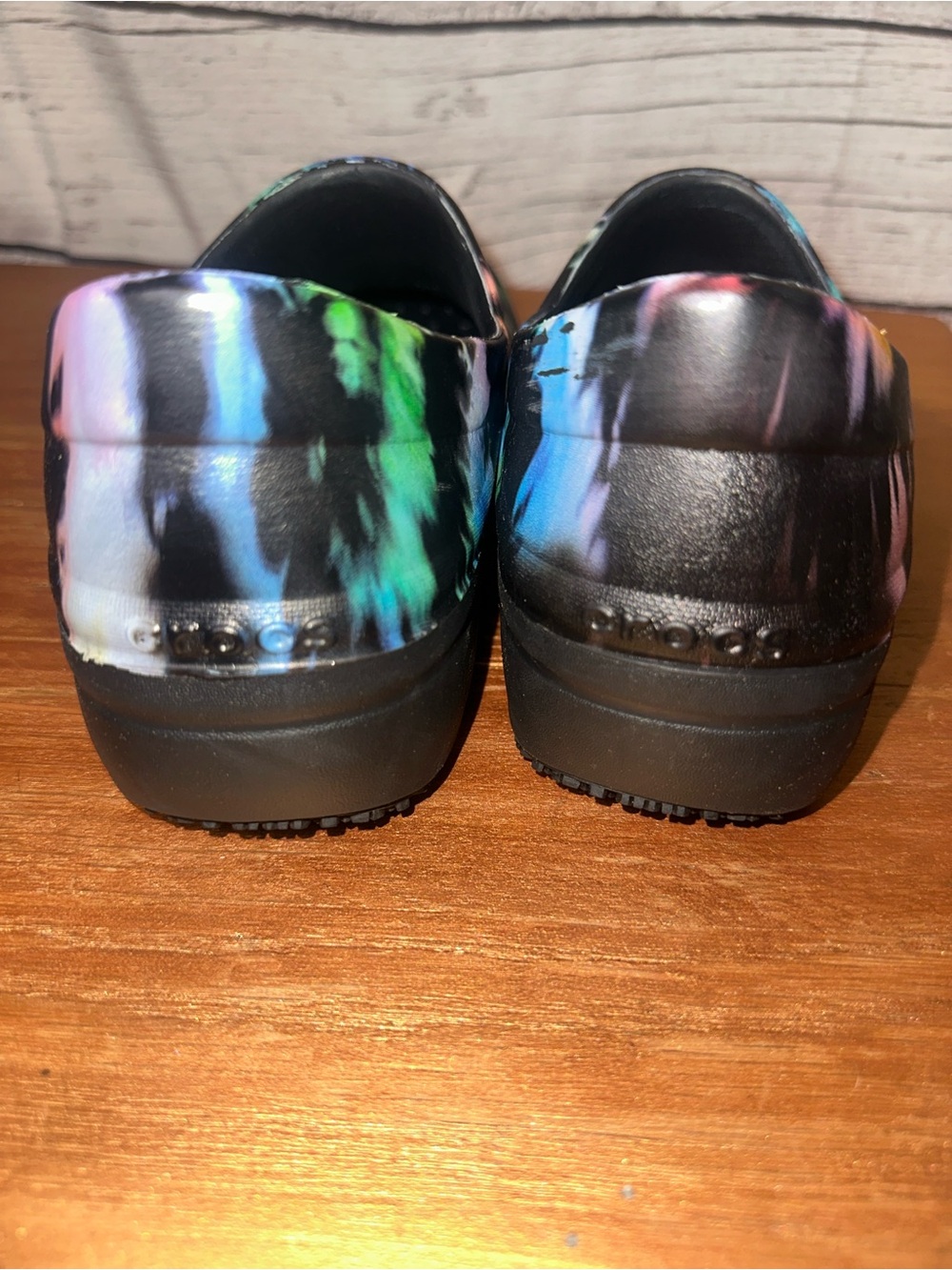 Crocs On-the-Clock Work Slip-On Clogs Rainbow Tie Dye Women’s 8 Men’s 6 - Picture 5 of 7